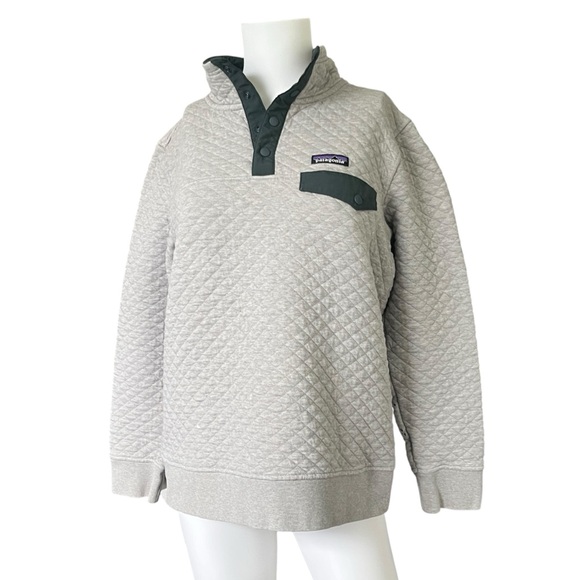 Patagonia Sweaters - Patagonia Gray Organic Cotton Snap-T Pullover Quilted Outdoor Size Medium M